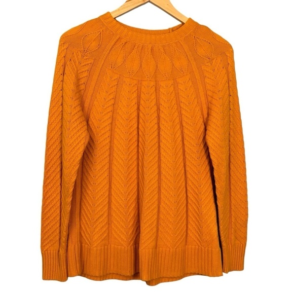 J‎ Jason Wu Women's Orange Floral Crewneck Cable Knit Sweater Size XXS - Picture 1 of 10